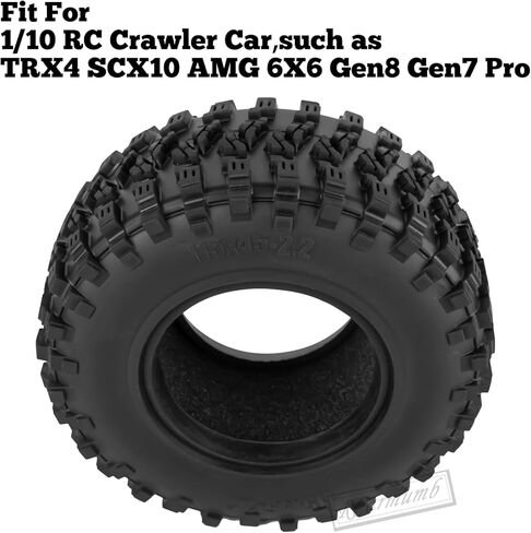 2.2 Inch RC Crawler Tires for 1/10 TRX4 SCX10 Capra AMG 6x6 Gen8 Everest Gen7 Pro Off-Road Vehicles,All-Terrain High Grip Soft Rubber Tires w/Deep Tread & Foam Insert,Styled in Saudi Arabia