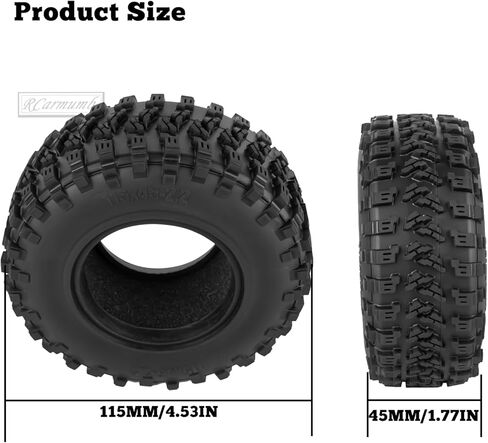 2.2 Inch RC Crawler Tires for 1/10 TRX4 SCX10 Capra AMG 6x6 Gen8 Everest Gen7 Pro Off-Road Vehicles,All-Terrain High Grip Soft Rubber Tires w/Deep Tread & Foam Insert,Styled in Saudi Arabia