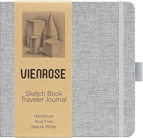 كتب رسم Vienrose مقاس 5.5 بوصة × 5.5 بوصة، كتاب رسم متين بغطاء من الكتان مع ورق خالٍ من الأحماض، لوحة رسم للأطفال والمبتدئين والمهنيين، لوازم فنية للبالغين والطلاب (رمادي، 60 ورقة) in Saudi Arabia