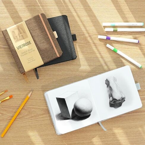 كتب رسم Vienrose مقاس 5.5 بوصة × 5.5 بوصة، كتاب رسم متين بغطاء من الكتان مع ورق خالٍ من الأحماض، لوحة رسم للأطفال والمبتدئين والمهنيين، لوازم فنية للبالغين والطلاب (رمادي، 60 ورقة) in Saudi Arabia