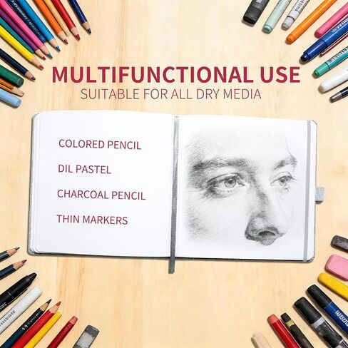 كتب رسم Vienrose مقاس 5.5 بوصة × 5.5 بوصة، كتاب رسم متين بغطاء من الكتان مع ورق خالٍ من الأحماض، لوحة رسم للأطفال والمبتدئين والمهنيين، لوازم فنية للبالغين والطلاب (رمادي، 60 ورقة) in Saudi Arabia