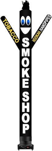 10 أقدام طويل القامة متجر الدخان الهواء نفخ Tubeman راقص الشيشة أنابيب اليد الرقص بطريقة مثالية الحصول على العلامة التجارية التجارية لاحظت أنبوب الدمى الرجل متوافق مع 12 "قطر الفيلكرو جبل دون منفاخ أسود (10 قدم) in Kuwait