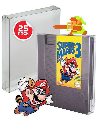 واقي خرطوشة ألعاب الفيديو NES الكلاسيكي متوافق مع عربة ألعاب Nintendo NES - واقي ألعاب الفيديو PET مقاس 0.40 مم متوافق مع Duck Hunt وAdventure Island وMega Man وPunch Out (عبوة من 25 قطعة) in Saudi Arabia