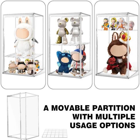 23.6'' Extra Large Acrylic Display Case for Collectibles Adjustable Clear Display Cases 13.8'' x 12.2'' x 23.6'' Big Storage Box Figures Trophy Case Boot Organizer Dustproof Showcase with a Divider in Saudi Arabia