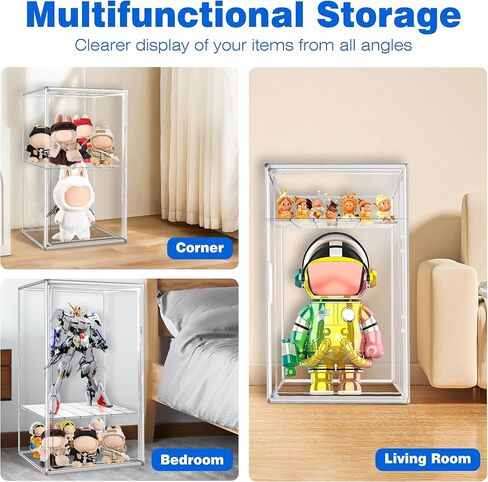 23.6'' Extra Large Acrylic Display Case for Collectibles Adjustable Clear Display Cases 13.8'' x 12.2'' x 23.6'' Big Storage Box Figures Trophy Case Boot Organizer Dustproof Showcase with a Divider in Saudi Arabia
