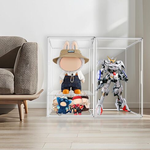 23.6'' Extra Large Acrylic Display Case for Collectibles Adjustable Clear Display Cases 13.8'' x 12.2'' x 23.6'' Big Storage Box Figures Trophy Case Boot Organizer Dustproof Showcase with a Divider in Saudi Arabia