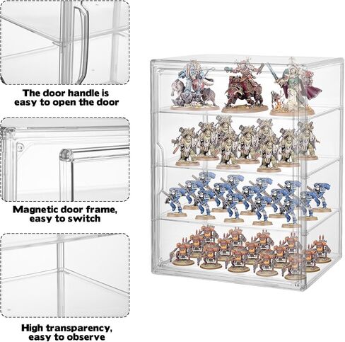 Clear Acrylic Miniature Storage Case with Magnetic Door for Collectibles Stackable Miniature Carrying Case Transport Action Figure Display Case for Warhammer 40k Miniatures, Death Guard 40k in Saudi Arabia