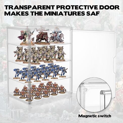 Clear Acrylic Miniature Storage Case with Magnetic Door for Collectibles Stackable Miniature Carrying Case Transport Action Figure Display Case for Warhammer 40k Miniatures, Death Guard 40k in Saudi Arabia