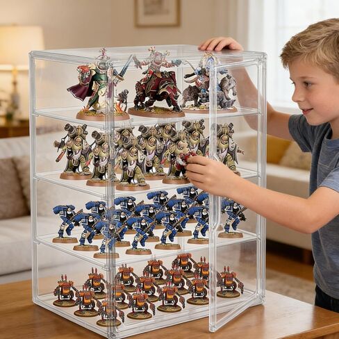 Clear Acrylic Miniature Storage Case with Magnetic Door for Collectibles Stackable Miniature Carrying Case Transport Action Figure Display Case for Warhammer 40k Miniatures, Death Guard 40k in Saudi Arabia