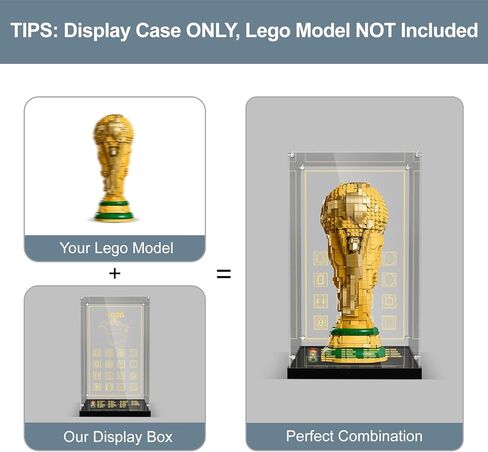 Display Case with LED Lighting & Metal Screw Structure, Clear Acrylic Showcase Box for Lego 43020 FIFA World Cup Trophy Building Set (Only Case - Model Not Included) in Kuwait