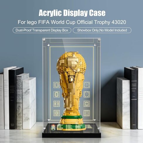 Display Case with LED Lighting & Metal Screw Structure, Clear Acrylic Showcase Box for Lego 43020 FIFA World Cup Trophy Building Set (Only Case - Model Not Included) in Kuwait