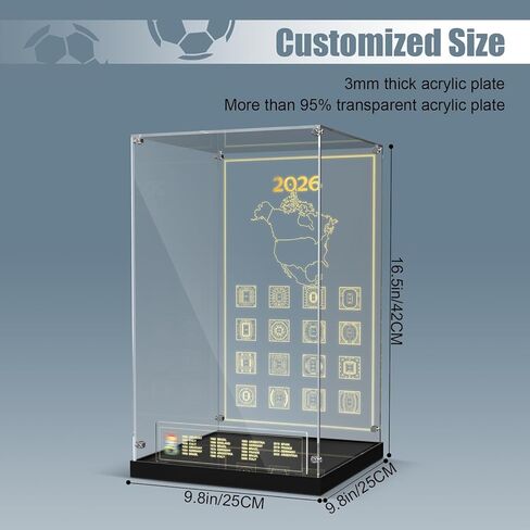 Display Case with LED Lighting & Metal Screw Structure, Clear Acrylic Showcase Box for Lego 43020 FIFA World Cup Trophy Building Set (Only Case - Model Not Included) in Kuwait