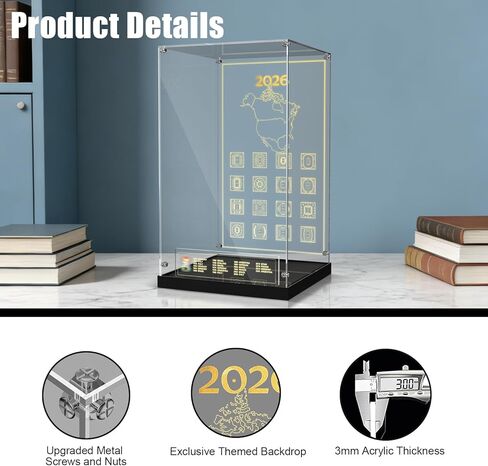 Display Case with LED Lighting & Metal Screw Structure, Clear Acrylic Showcase Box for Lego 43020 FIFA World Cup Trophy Building Set (Only Case - Model Not Included) in Kuwait