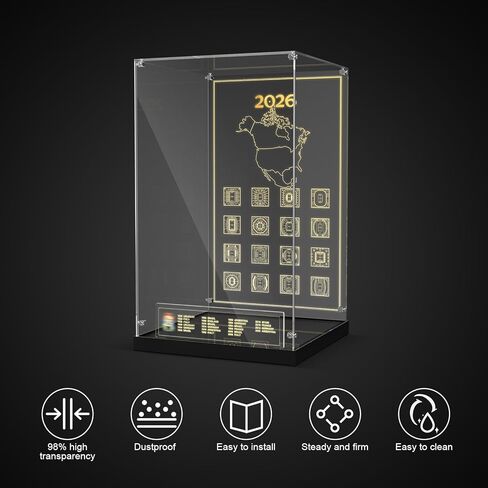 Display Case with LED Lighting & Metal Screw Structure, Clear Acrylic Showcase Box for Lego 43020 FIFA World Cup Trophy Building Set (Only Case - Model Not Included) in Kuwait