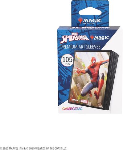 Gamegenic Magic: The Gathering Marvel's Spider-Man Premium Art Sleeves - Spider-Man - 105 حافظة بطاقات مزخرفة غير لامعة مع عمل فني كامل الألوان، تغليف جاهز للبطولات وخالي من البلاستيك in Kuwait