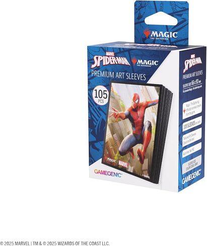 Gamegenic Magic: The Gathering Marvel's Spider-Man Premium Art Sleeves - Spider-Man - 105 حافظة بطاقات مزخرفة غير لامعة مع عمل فني كامل الألوان، تغليف جاهز للبطولات وخالي من البلاستيك in Kuwait