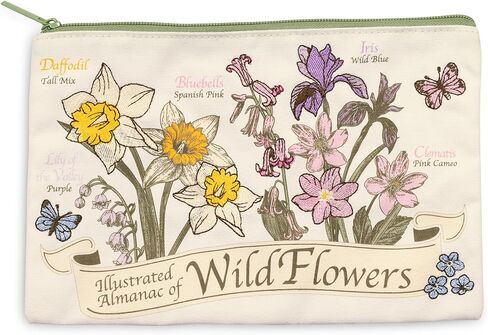 Steel Mill & Co Canvas Pencil Pouch, Floral Zipper Bag for Purse and Cosmetics, 9.75" x 6.5" Cute Pen Case for Flower Lovers (Wildflowers) in Saudi Arabia
