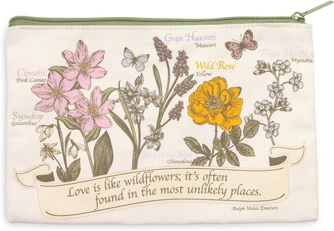 Steel Mill & Co Canvas Pencil Pouch, Floral Zipper Bag for Purse and Cosmetics, 9.75" x 6.5" Cute Pen Case for Flower Lovers (Wildflowers) in Saudi Arabia