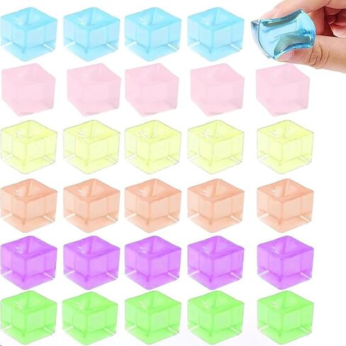 0.98IN 30 Pcs Ice Cubes Fidget Toys,Soft Square Squeeze Cube Anxiety Stress Relief Ball Squishies Bulk for Kid Adult Party Favor Gifts,Random Color in Saudi Arabia