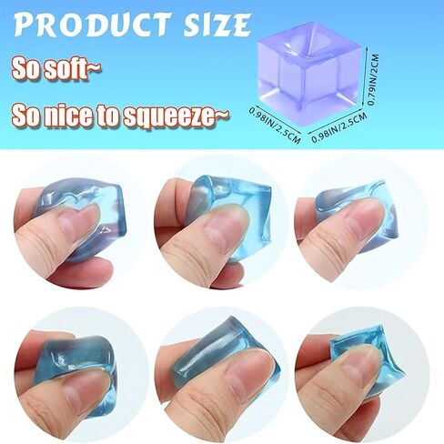 0.98IN 30 Pcs Ice Cubes Fidget Toys,Soft Square Squeeze Cube Anxiety Stress Relief Ball Squishies Bulk for Kid Adult Party Favor Gifts,Random Color in Saudi Arabia