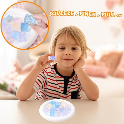 0.98IN 30 Pcs Ice Cubes Fidget Toys,Soft Square Squeeze Cube Anxiety Stress Relief Ball Squishies Bulk for Kid Adult Party Favor Gifts,Random Color in Saudi Arabia