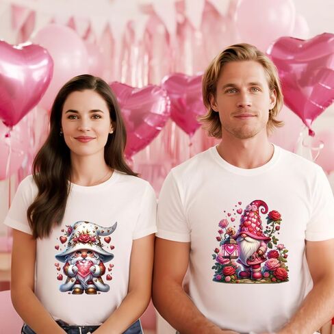 Dazoratix Valentines Iron on Transfers - 20 ورقة لطيفة لعيد الحب جنوم DTF جاهزة للضغط على رقع الحرارة ملصقات الفينيل الشارات للأطفال قمصان الملابس هوديس حقيبة وسادة ديكورات الحرف اليدوية DIY in Saudi Arabia