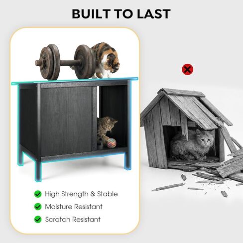 Veehoo Outdoor Cat Feeding Station, Cat Shelter Outdoor Weatherproof with 2 Entrances, Elevated Waterproof Feral Stray Cats House for Food and Water in Saudi Arabia