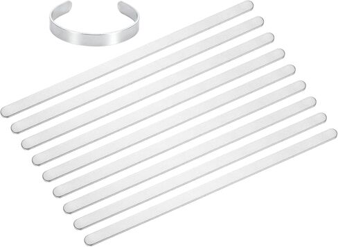 HARFINGTON 5 Pcs Bracelet Blanks 1/4" x 6" Aluminum Stamping Bangle Blanks Engraving for DIY Jewelry Making Art Crafts Metal Stamping, Silver in Saudi Arabia