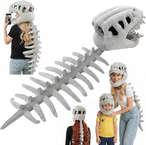 قناع جمجمة سبينوصور واقعي، زي بقلنسوة ديناصور من القطيفة لحفلات الهالوين التنكرية in Kuwait