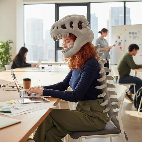 قناع جمجمة سبينوصور واقعي، زي بقلنسوة ديناصور من القطيفة لحفلات الهالوين التنكرية in Kuwait