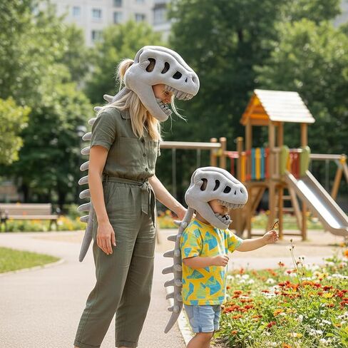 قناع جمجمة سبينوصور واقعي، زي بقلنسوة ديناصور من القطيفة لحفلات الهالوين التنكرية in Kuwait