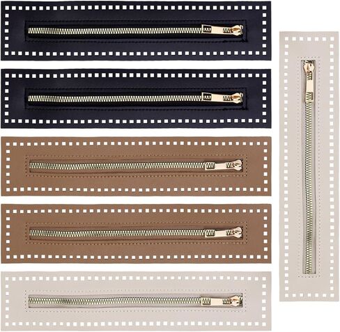 6 قطع من سحاب كروشيه من جلد البولي يوريثان مع فتحات 27 سم/10.6 بوصة من Realand، سحابات معدنية لتثبيت إطار الخياطة لحقيبة الملابس DIY وصنع إكسسوارات الحرف اليدوية، 3 ألوان in Kuwait