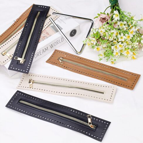 6 قطع من سحاب كروشيه من جلد البولي يوريثان مع فتحات 27 سم/10.6 بوصة من Realand، سحابات معدنية لتثبيت إطار الخياطة لحقيبة الملابس DIY وصنع إكسسوارات الحرف اليدوية، 3 ألوان in Kuwait