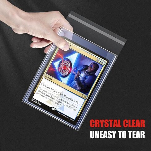 أكمام بطاقات حماية ثلاثية 300 قيراط للبطاقات، أحمال علوية ممتازة للبطاقات، بطاقة بلاستيكية صلبة مقاس 3 × 4 بوصة، حامل بطاقات تجارية رياضية (100 تحميل علوي + 100 أكمام بيني + 100 أكمام بيني قابلة للإغلاق) in Kuwait