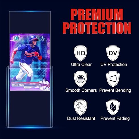 أكمام بطاقات حماية ثلاثية 300 قيراط للبطاقات، أحمال علوية ممتازة للبطاقات، بطاقة بلاستيكية صلبة مقاس 3 × 4 بوصة، حامل بطاقات تجارية رياضية (100 تحميل علوي + 100 أكمام بيني + 100 أكمام بيني قابلة للإغلاق) in Kuwait