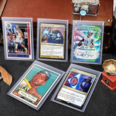 أكمام بطاقات حماية ثلاثية 300 قيراط للبطاقات، أحمال علوية ممتازة للبطاقات، بطاقة بلاستيكية صلبة مقاس 3 × 4 بوصة، حامل بطاقات تجارية رياضية (100 تحميل علوي + 100 أكمام بيني + 100 أكمام بيني قابلة للإغلاق) in Kuwait