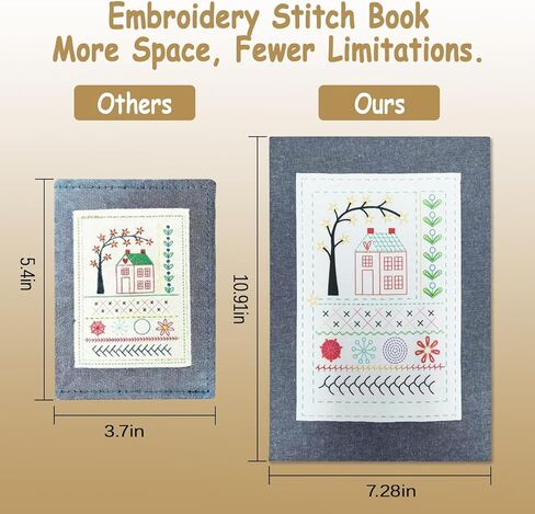 Embroidery Stitch Book Kit for Adults & DIY Craft Enthusiasts, Portable Embroidery Kit for Beginners, Includes Guide to 106 Patterns with Tools & Tutorials and 86-Piece Sewing Tool Set (1 Kit) in Saudi Arabia