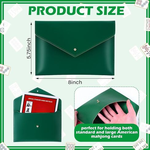 Mahjong Card Sleeve 8 x 5.75 PU Mahjong Gifts Card Portfolio Hold 4+ Large or Small Format Mahjongs Cards Accessories and Supplies for Mahjongs Lover in Saudi Arabia