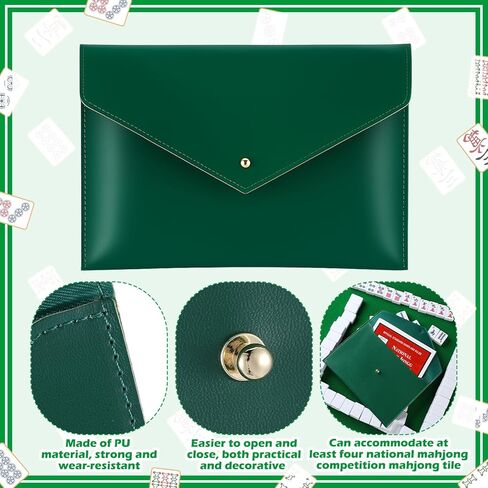 Mahjong Card Sleeve 8 x 5.75 PU Mahjong Gifts Card Portfolio Hold 4+ Large or Small Format Mahjongs Cards Accessories and Supplies for Mahjongs Lover in Saudi Arabia