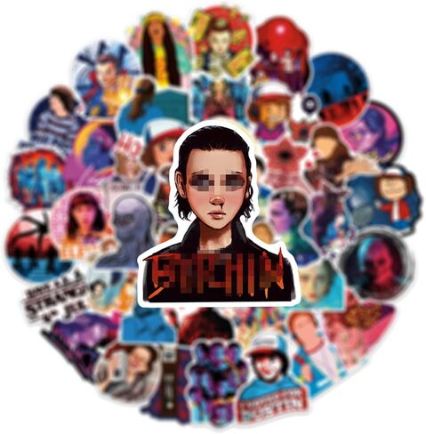 100 قطعة من ملصقات Stranger Things 5 ​​- ملصقات موضوعية للفيلم للموسم الخامس - فينيل مقاوم للماء سهل الالتصاق وقابل للإزالة لمحبي محبي سجل القصاصات وزجاجات المياه للمراهقين in Kuwait