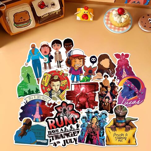 100 قطعة من ملصقات Stranger Things 5 ​​- ملصقات موضوعية للفيلم للموسم الخامس - فينيل مقاوم للماء سهل الالتصاق وقابل للإزالة لمحبي محبي سجل القصاصات وزجاجات المياه للمراهقين in Kuwait