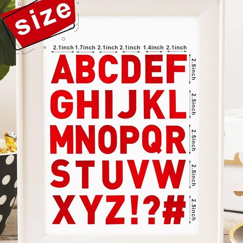 Chinco 232 Pieces 24 Sheets Letter Stickers Large Bulletin Board Letters for Classroom Poster Stickers Alphabet Label 2.5 Inch Self Adhesive Numbers for Classroom(Letter,Red) in Saudi Arabia