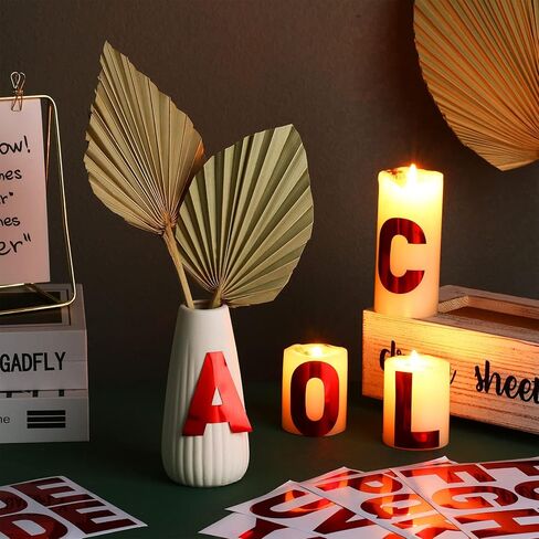 Chinco 232 Pieces 24 Sheets Letter Stickers Large Bulletin Board Letters for Classroom Poster Stickers Alphabet Label 2.5 Inch Self Adhesive Numbers for Classroom(Letter,Red) in Saudi Arabia