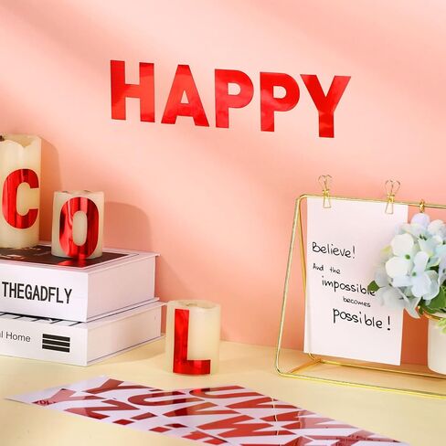 Chinco 232 Pieces 24 Sheets Letter Stickers Large Bulletin Board Letters for Classroom Poster Stickers Alphabet Label 2.5 Inch Self Adhesive Numbers for Classroom(Letter,Red) in Saudi Arabia