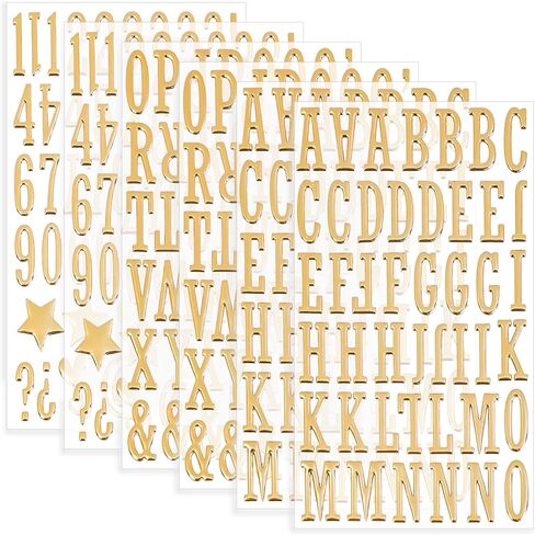 296Pcs 3D Gold Letter Stickers 6Sheets Puffy Letter and Number Stickers Self Adhesive,Golden Foam Alphabet Stickers Stick on Letters for Grad Cap Decorations Scrapbook Mailbox Craft Poster Party Decor in Saudi Arabia