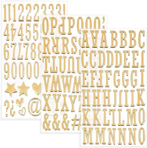 296Pcs 3D Gold Letter Stickers 6Sheets Puffy Letter and Number Stickers Self Adhesive,Golden Foam Alphabet Stickers Stick on Letters for Grad Cap Decorations Scrapbook Mailbox Craft Poster Party Decor in Kuwait