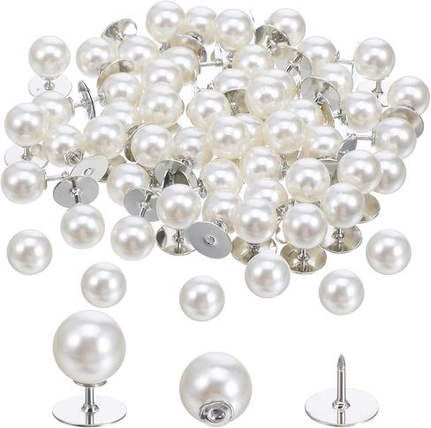 50Pcs Pearl Buttons, No Need to Sew Pearl Buttons, Reusable 10mm Pearls Push Pins, Removable Brooch Pins for Shirts, Dresses, Sweaters, Suspenders DIY Crafts Bustle Clips Wedding in Saudi Arabia