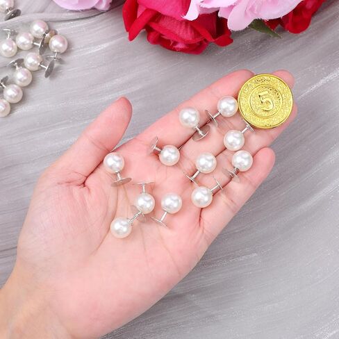 50Pcs Pearl Buttons, No Need to Sew Pearl Buttons, Reusable 10mm Pearls Push Pins, Removable Brooch Pins for Shirts, Dresses, Sweaters, Suspenders DIY Crafts Bustle Clips Wedding in Saudi Arabia