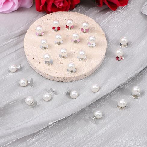 50Pcs Pearl Buttons, No Need to Sew Pearl Buttons, Reusable 10mm Pearls Push Pins, Removable Brooch Pins for Shirts, Dresses, Sweaters, Suspenders DIY Crafts Bustle Clips Wedding in Saudi Arabia
