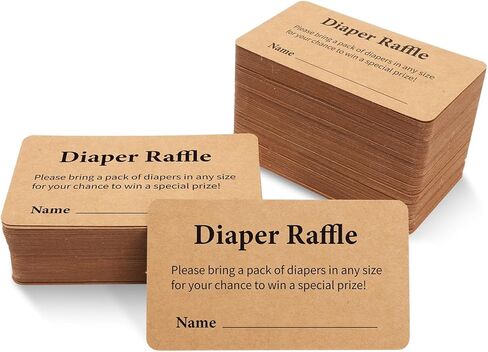 240 قطعة من بطاقات يانصيب الحفاضات مقاس 3.5x2 بوصة كرافت تان تذكرة يانصيب للحفاضات مع خط الاسم، متعة محايدة للجنسين، دعوة لحفل استقبال المولود الجديد، لعبة الكشف عن الجنس للفتيات أو الصبي، أدخل للفوز بجائزة الرسم in Kuwait